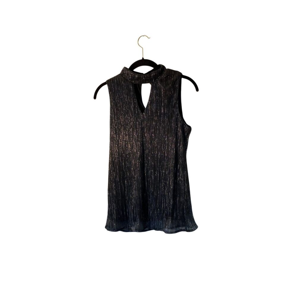 NWT Adiva women’s high neck, cut out sleeveless metallic tank top S